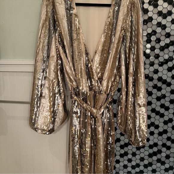 NEW Show Me Your Mumu Wear Me Out Dress Champagne Beaded Sequin Size XL - Picture 5 of 6